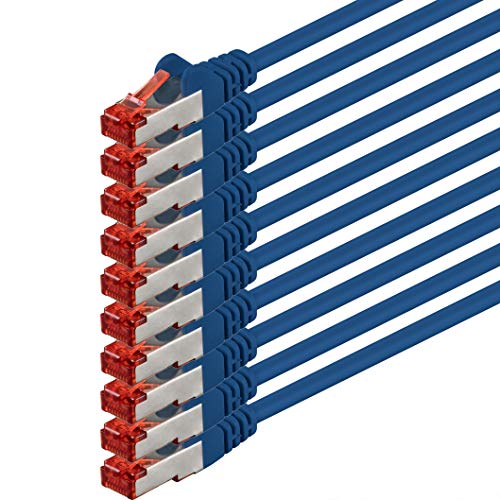 1aTTack.de 10x 0.5m Cat6 Cat.6 Ethernet-Kabel Cat 6 Netzwerk-Kabel Patch-Kabel RJ45 SFTP - Blau von 1aTTack.de