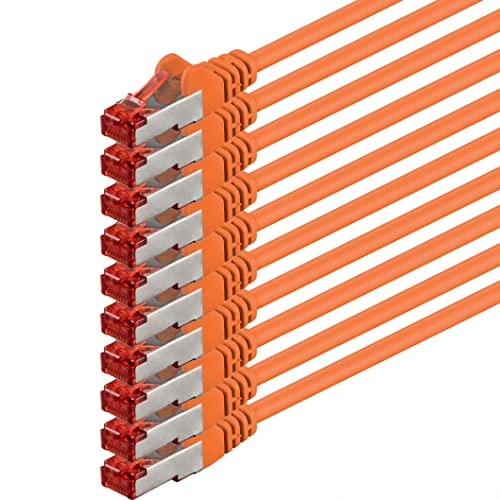 1aTTack.de 10x 0.5m Cat6 Cat.6 Ethernet-Kabel Cat 6 Netzwerk-Kabel Patch-Kabel RJ45 SFTP - Orange von 1aTTack.de