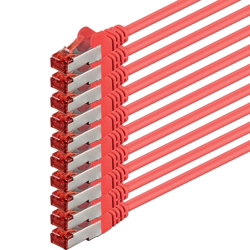 1aTTack.de 10x 2m Cat6 Cat.6 Ethernet-Kabel Cat 6 Netzwerk-Kabel Patch-Kabel RJ45 SFTP - Rot von 1aTTack.de