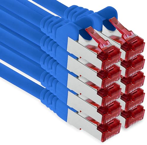 1aTTack.de - 10x 3m CAT6 Patchkabel S/FTP PIMF Schirmung CAT.6 RJ45 Netzwerkkabel Ethernetkabel DSL LAN Router Switch Modem Patchfeld - blau - 10 Stück von 1aTTack.de