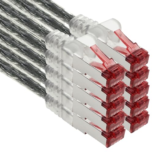 1aTTack.de - 10x 7,5m CAT6 Patchkabel S/FTP PIMF Schirmung CAT.6 RJ45 Netzwerkkabel Ethernetkabel DSL LAN Router Switch Modem Patchfeld - transparent - 10 Stück 1aTTack.de - 10x 7,5m CAT6 Patchkabel S/FTP PIMF Schirmung CAT.6 RJ45 Netzwerkkabel Ethernetkabel DSL LAN Router Switch Modem Patchfeld - transparent - 10 Stück von 1aTTack.de