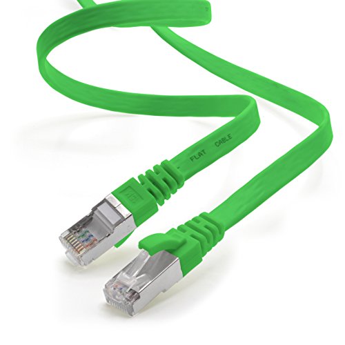 1aTTack.de 1m - grün - 1 Stück CAT.7 Gigabit Ethernet LAN Flachband Flachbandkabel (RJ45) Netzwerkkabel Rohkabel (10Gbit/s) Verlegekabel Flach Slim kompatibel zu Cat.5 - Cat.5e - Cat.6 von 1aTTack.de