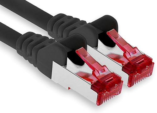 1aTTack.de - 1x 0,25m CAT6 Patchkabel S/FTP PIMF Schirmung CAT.6 RJ45 Netzwerkkabel Ethernetkabel DSL LAN Router Switch Modem Patchfeld - schwarz - 1 Stück von 1aTTack.de