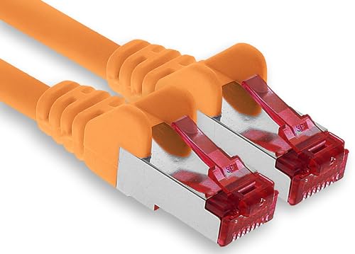 1aTTack.de - 1x 0,5m CAT6 Patchkabel S/FTP PIMF Schirmung CAT.6 RJ45 Netzwerkkabel Ethernetkabel DSL LAN Router Switch Modem Patchfeld - orange - 1 Stück von 1aTTack.de