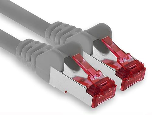 1aTTack.de - 1x 10m CAT6 Patchkabel S/FTP PIMF Schirmung CAT.6 RJ45 Netzwerkkabel Ethernetkabel DSL LAN Router Switch Modem Patchfeld - grau - 1 Stück von 1aTTack.de