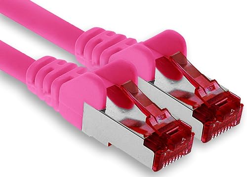 1aTTack.de - 1x 10m CAT6 Patchkabel S/FTP PIMF Schirmung CAT.6 RJ45 Netzwerkkabel Ethernetkabel DSL LAN Router Switch Modem Patchfeld -magenta - 1 Stück von 1aTTack.de