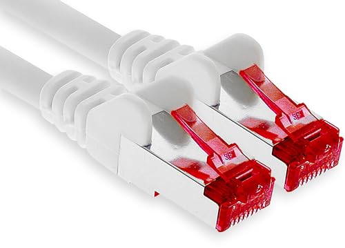 1aTTack.de - 1x 1m CAT6 Patchkabel S/FTP PIMF Schirmung CAT.6 RJ45 Netzwerkkabel Ethernetkabel DSL LAN Router Switch Modem Patchfeld - weiß - 1 Stück von 1aTTack.de