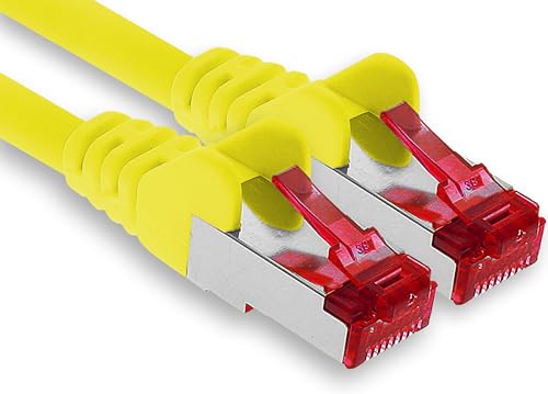 1aTTack.de - 1x 2m CAT6 Patchkabel S/FTP PIMF Schirmung CAT.6 RJ45 Netzwerkkabel Ethernetkabel DSL LAN Router Switch Modem Patchfeld - gelb - 1 Stück von 1aTTack.de