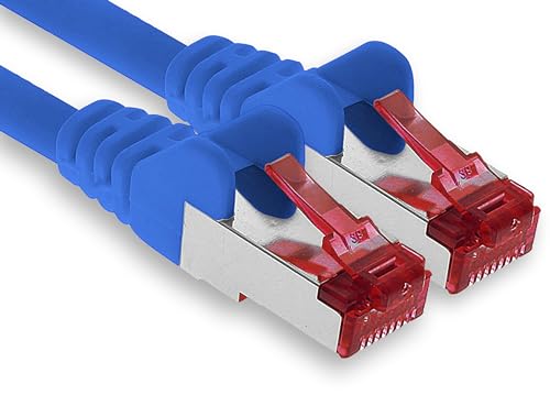 1aTTack.de - 1x 50m CAT6 Patchkabel S/FTP PIMF Schirmung CAT.6 RJ45 Netzwerkkabel Ethernetkabel DSL LAN Router Switch Modem Patchfeld - blau - 1 Stück von 1aTTack.de