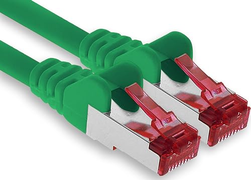 1aTTack.de - 1x 50m CAT6 Patchkabel S/FTP PIMF Schirmung CAT.6 RJ45 Netzwerkkabel Ethernetkabel DSL LAN Router Switch Modem Patchfeld - grün - 1 Stück von 1aTTack.de