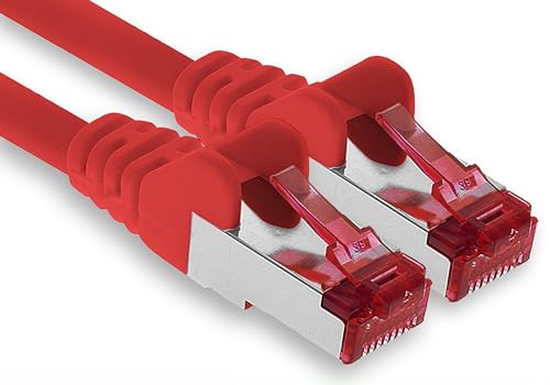 1aTTack.de - 1x 50m CAT6 Patchkabel S/FTP PIMF Schirmung CAT.6 RJ45 Netzwerkkabel Ethernetkabel DSL LAN Router Switch Modem Patchfeld - rot - 1 Stück von 1aTTack.de
