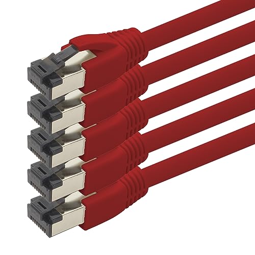 1aTTack.de 2m Cat 8 Netzwerkkabel CAT8 Kabel Rot - 5 Stück Cat.8 Lan 2000 Mhz 40 Gbit s 40GBase-T Poe+ Patchkabel Ethernetkabel LSZH - 5 x 2 Meter Rot von 1aTTack.de
