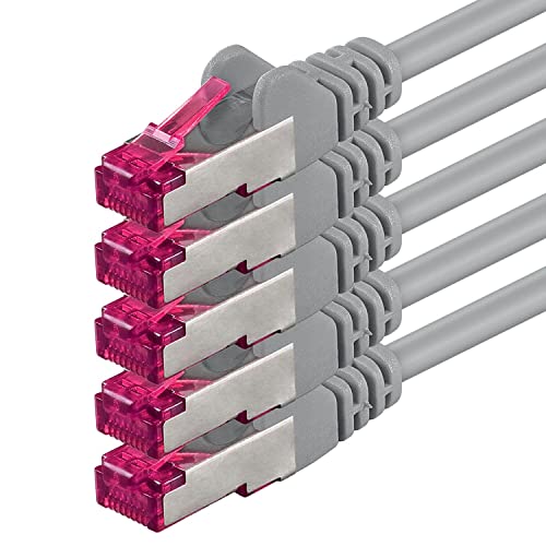 2m - grau - 5 Stück - Netzwerkkabel CAT6a (10Gb/s) S-FTP CAT 6a Lankabel - GHMT zertifiziert PIMF 500 MHz Cat5 Cat5e Cat6 Cat6a Cat7 für Switch, Router, Modem, Internet von 1aTTack.de