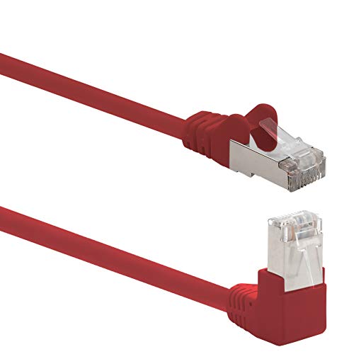 1aTTack.de 366120 Cat.6 Netzwerkkabel Winkel 90 Grad 0,25m - rot - 1 Stück - Cat6 Patchkabel (SFTP PIMF) 1000Mbit/s Rj 45 Stecker - 1 x 0,25m Meter rot von 1aTTack.de