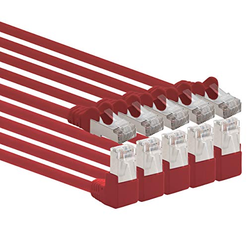 1aTTack.de 366121 Cat.6 Netzwerkkabel Winkel 90 Grad 0,25m - rot - 5 Stück - Cat6 Patchkabel (SFTP PIMF) 1000Mbit/s Rj 45 Stecker - 5 x 0,25m Meter rot von 1aTTack.de