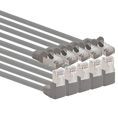1aTTack.de 366152 Cat.6 Netzwerkkabel Winkel 90 Grad 1m - grau - 5 Stück - Cat6 Patchkabel (SFTP PIMF) 1000Mbit/s Rj 45 Stecker - 5 x 1m Meter grau von 1aTTack.de