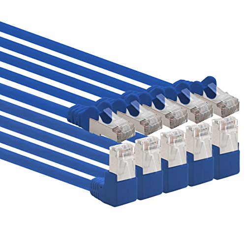 1aTTack.de 366156 Cat.6 Netzwerkkabel Winkel 90 Grad 1m - blau - 5 Stück - Cat6 Patchkabel (SFTP PIMF) 1000Mbit/s Rj 45 Stecker - 5 x 1m Meter blau von 1aTTack.de