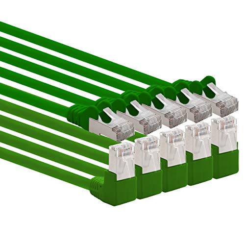 1aTTack.de 366184 Cat.6 Netzwerkkabel Winkel 90 Grad 2m - grün - 5 Stück - Cat6 Patchkabel (SFTP PIMF) 1000Mbit/s Rj 45 Stecker - 5 x 2m Meter grün von 1aTTack.de