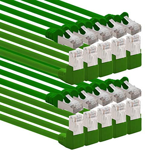 1aTTack.de 366185 Cat.6 Netzwerkkabel Winkel 90 Grad 2m - grün - 10 Stück - Cat6 Patchkabel (SFTP PIMF) 1000Mbit/s Rj 45 Stecker - 10 x 2m Meter grün von 1aTTack.de
