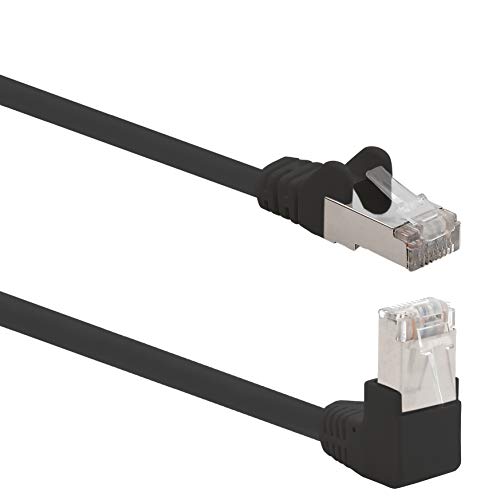 1aTTack.de 366189 Cat.6 Netzwerkkabel Winkel 90 Grad 2m - schwarz - 1 Stück - Cat6 Patchkabel (SFTP PIMF) 1000Mbit/s Rj 45 Stecker - 1 x 2m Meter schwarz von 1aTTack.de