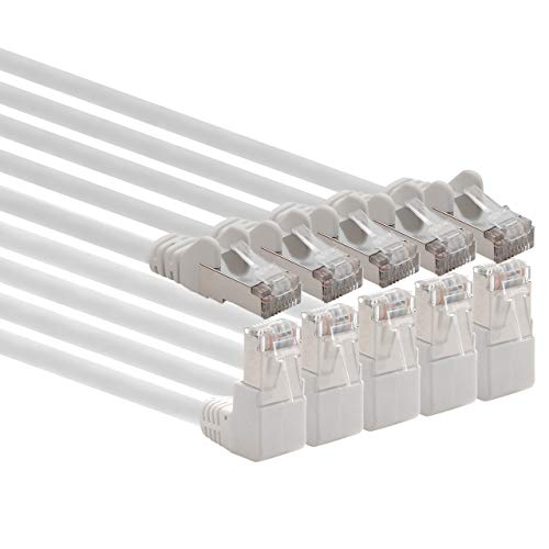 1aTTack.de 366193 Cat.6 Netzwerkkabel Winkel 90 Grad 2m - weiß - 5 Stück - Cat6 Patchkabel (SFTP PIMF) 1000Mbit/s Rj 45 Stecker - 5 x 2m Meter weiß von 1aTTack.de