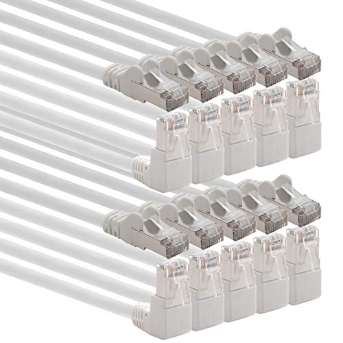 1aTTack.de 366194 Cat.6 Netzwerkkabel Winkel 90 Grad 2m - weiß - 10 Stück - Cat6 Patchkabel (SFTP PIMF) 1000Mbit/s Rj 45 Stecker - 10 x 2m Meter weiß von 1aTTack.de