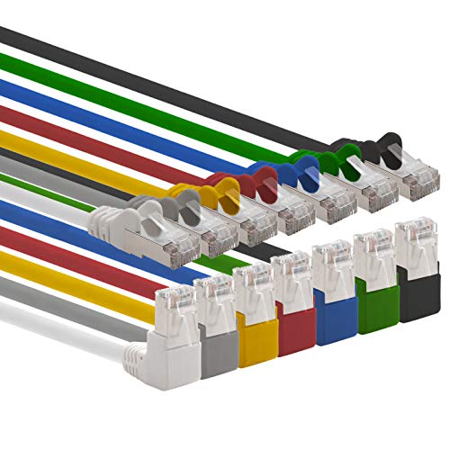 1aTTack.de 366198 Cat.6 Netzwerkkabel Winkel 90 Grad 3,0 m - 7-Farben - Cat6 Patchkabel (SFTP PIMF) 1000Mbit/s Rj 45 Stecker - 7 x 3,0 m Meter 7-Farben von 1aTTack.de