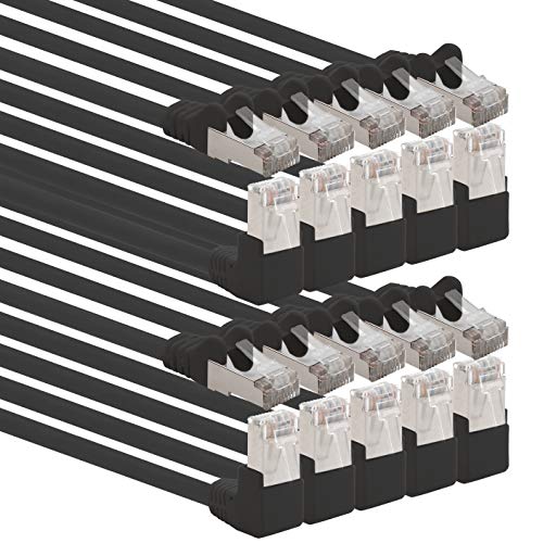 1aTTack.de 366213 Cat.6 Netzwerkkabel Winkel 90 Grad 3,0 m - schwarz - 10 Stück - Cat6 Patchkabel (SFTP PIMF) 1000Mbit/s Rj 45 Stecker - 10 x 3,0 m Meter schwarz von 1aTTack.de