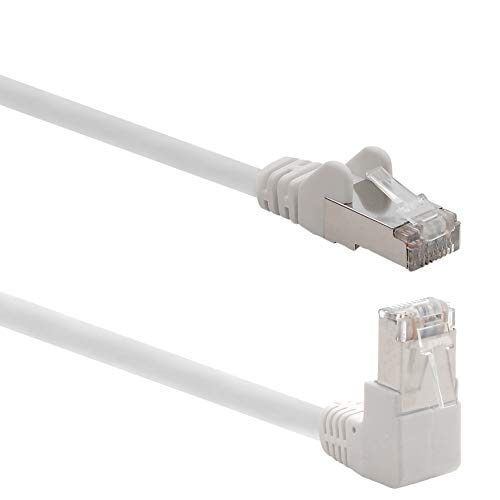 1aTTack.de 366236 Cat.6 Netzwerkkabel Winkel 90 Grad 5m - weiß - 1 Stück - Cat6 Patchkabel (SFTP PIMF) 1000Mbit/s Rj 45 Stecker - 1 x 5m Meter weiß von 1aTTack.de