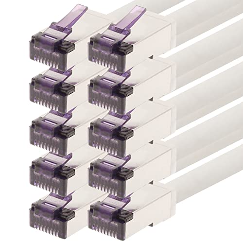 1aTTack.de - 3m - CAT6a Superflex- Ethernet Gigabit LAN Netwerkkabel RJ45 CAT6 A Patchkabel 10000 Mbit s SFTP PIMF 500 MHz kompatibel zu CAT6 CAT5 - weiß - 10 Stück von 1aTTack.de