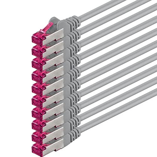 3,0 m - grau - 10 Stück - Netzwerkkabel CAT6a (10Gb/s) S-FTP CAT 6a Lankabel - GHMT zertifiziert PIMF 500 MHz Cat5 Cat5e Cat6 Cat6a Cat7 für Switch, Router, Modem, Internet von 1aTTack.de