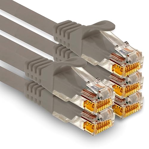 1aTTack.de - 5 X 1,5m Cat7 Netzwerkkabel, Cat.7 Ethernet, Lan & Cat 7 Patchkabel für maximale Internet Geschwindigkeit & verbindet alle Geräte mit RJ 45 Buchse Grau von 1aTTack.de