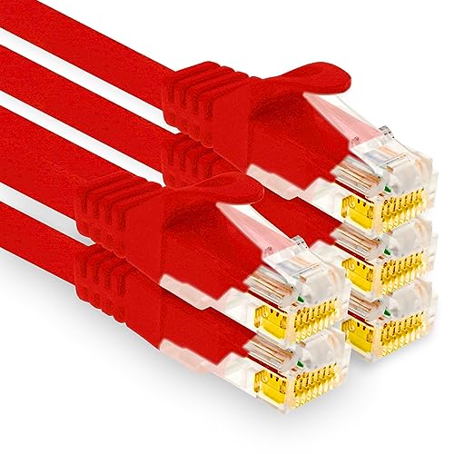 1aTTack.de - 5 X 1,5m Cat7 Netzwerkkabel, Cat.7 Ethernet, Lan & Cat 7 Patchkabel für maximale Internet Geschwindigkeit & verbindet alle Geräte mit RJ 45 Buchse Rot von 1aTTack.de