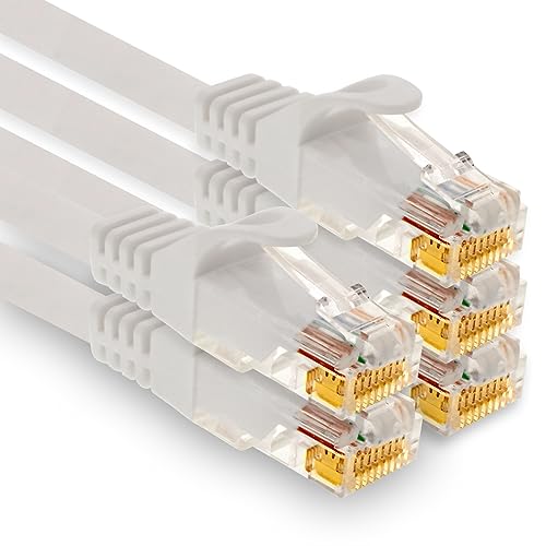 1aTTack.de - 5 X 2,0m Cat7 Netzwerkkabel, Cat.7 Ethernet, Lan & Cat 7 Patchkabel für maximale Internet Geschwindigkeit & verbindet alle Geräte mit RJ 45 Buchse Weiß von 1aTTack.de
