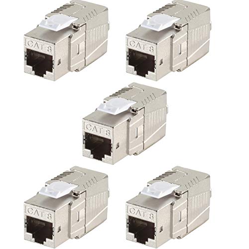 1aTTack.de 5 x CAT 8-10 x Keystone RJ45 Werkzeuglos CAT8 Key Stone geschirmt Metallgehäuse 40Gbit s kompatibel mit Cat5 Cat6 Cat7 5 Stück Cat8 Keystone Cat8 Keystone von 1aTTack.de