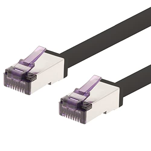 1aTTack.de - 50m - CAT6a Superflex- Ethernet Gigabit LAN Netwerkkabel RJ45 CAT6 A Patchkabel 10000 Mbit s SFTP PIMF 500 MHz kompatibel zu CAT6 CAT5 - schwarz - 1 Stück von 1aTTack.de