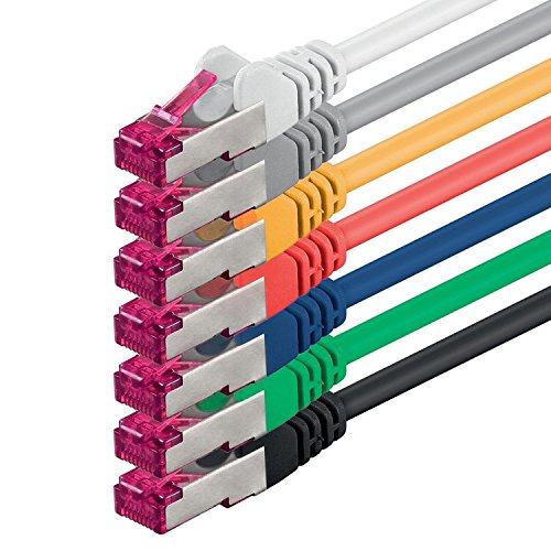1aTTack.de 5m - 7 Farben - 7 Stück - Netzwerkkabel CAT6a (10Gb/s) S-FTP CAT 6a Lankabel - GHMT zertifiziert PIMF 500 MHz Cat5 Cat5e Cat6 Cat6a Cat7 für Switch, Router, Modem, Internet von 1aTTack.de