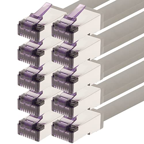 1aTTack.de - 5m - CAT6a Superflex- Ethernet Gigabit LAN Netwerkkabel RJ45 CAT6 A Patchkabel 10000 Mbit s SFTP PIMF 500 MHz kompatibel zu CAT6 CAT5 - grau - 10 Stück von 1aTTack.de