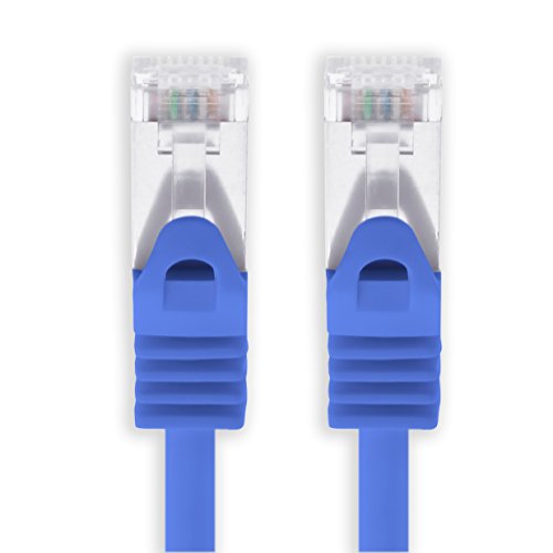 1aTTack.de 5m - blau - 1 Stück CAT.7 Netzwerkkabel Sftp (Rohkabel) Patchkabel (SET) 10000Mbit/s - 500 MHz konfektioniert mit 2 RJ45 Stecker Cat6a von 1aTTack.de