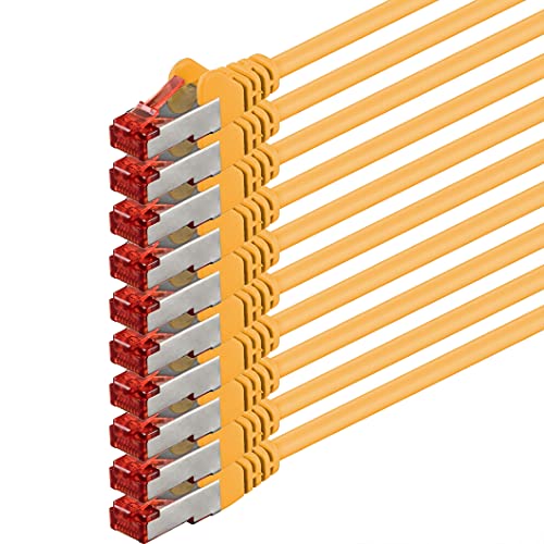 1aTTack.de 10x 5m Cat6 Cat.6 Ethernet-Kabel Cat 6 Netzwerk-Kabel Patch-Kabel RJ45 SFTP - Gelb von 1aTTack.de