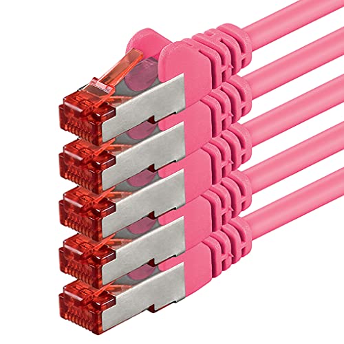 1aTTack.de 5x 0,25m - Cat 6 Netzwerk-Kabel Patch-Kabel Cat6 RJ45 SFTP - Magenta von 1aTTack.de