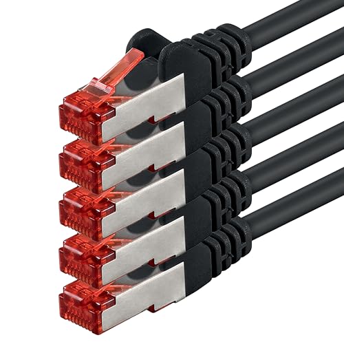 1aTTack.de 5x 0,25m - Cat 6 Netzwerk-Kabel Patch-Kabel Cat6 RJ45 SFTP - Schwarz von 1aTTack.de
