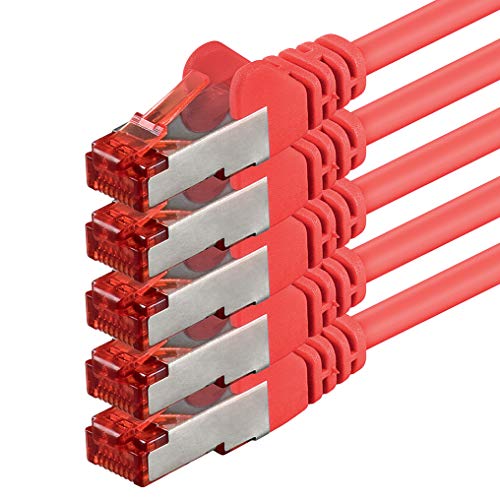 1aTTack.de 5x 1m - Cat 6 Netzwerk-Kabel Patch-Kabel Cat6 RJ45 SFTP - Rot von 1aTTack.de