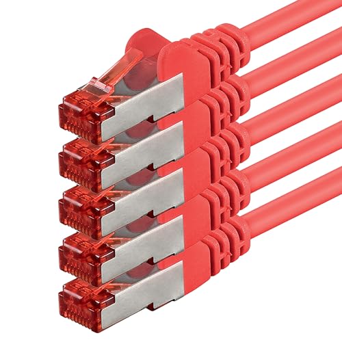 1aTTack.de 5x 3 Meter - Cat 6 Netzwerk-Kabel Patch-Kabel Cat6 RJ45 SFTP - Rot von 1aTTack.de
