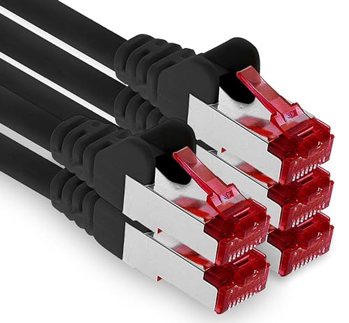 1aTTack.de - 5x 3m CAT6 Patchkabel S/FTP PIMF Schirmung CAT.6 RJ45 Netzwerkkabel Ethernetkabel DSL LAN Router Switch Modem Patchfeld - schwarz - 5 Stück von 1aTTack.de