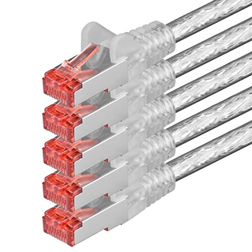 1aTTack.de 5x 5m - Cat 6 Netzwerk-Kabel Patch-Kabel Cat6 RJ45 SFTP - transparent von 1aTTack.de