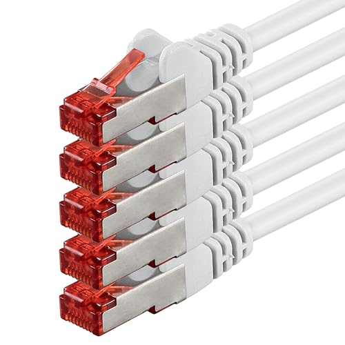 1aTTack.de 5x 7,5m - Cat 6 Netzwerk-Kabel Patch-Kabel Cat6 RJ45 SFTP - Weiß von 1aTTack.de