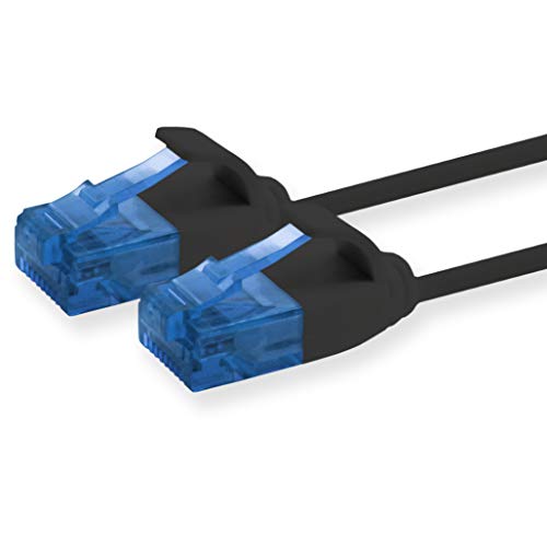 1aTTack.de 659992 Cat6 Cat.6 Kabel Cat Netzwerkkabel 1m - Patchkabel Slim Kabel (Kleiner Durchmesser - sehr flexibel) 1000 Mbit/s - 1 Stück - schwarz von 1aTTack.de