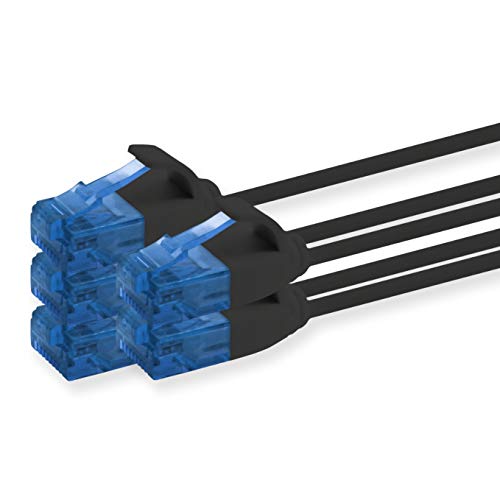 1aTTack.de 660189 Cat6 Cat.6 Kabel Cat Netzwerkkabel 3,0 m - Patchkabel Slim Kabel (Kleiner Durchmesser - sehr flexibel) 1000 Mbit/s - 5 Stück - schwarz von 1aTTack.de