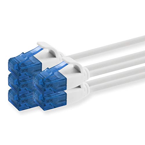 1aTTack.de 660578 Cat6 Cat.6 Kabel Cat Netzwerkkabel 0,3,0 m - Patchkabel Slim Kabel (Kleiner Durchmesser - sehr flexibel) 1000 Mbit/s - 5 Stück - weiß von 1aTTack.de